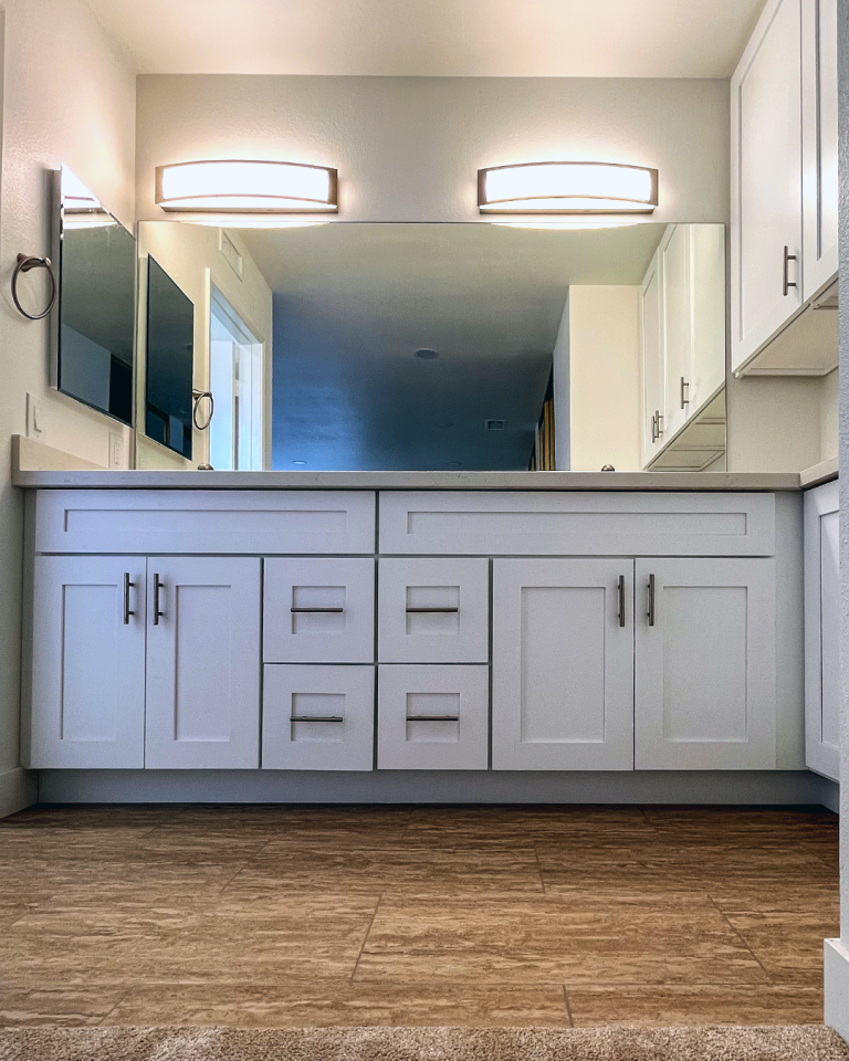 La Mesa Bathroom Remodel with Double Vanity and Modern Lighting