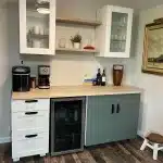 Custom Built In Cabinets Bonita Coffee Bar and Glass Front Storage