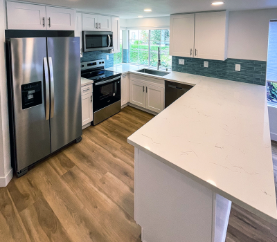 Clairemont Kitchen Remodel Clairemont Kitchen Remodel with White Cabinets and Wood Look Flooring